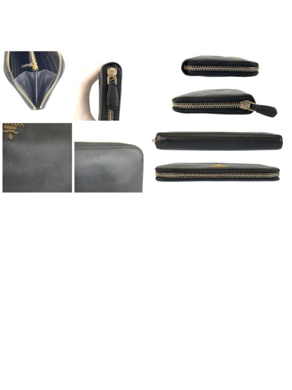 Prada Saffiano Black Gold Leather Wallet - Picture 9 of 9